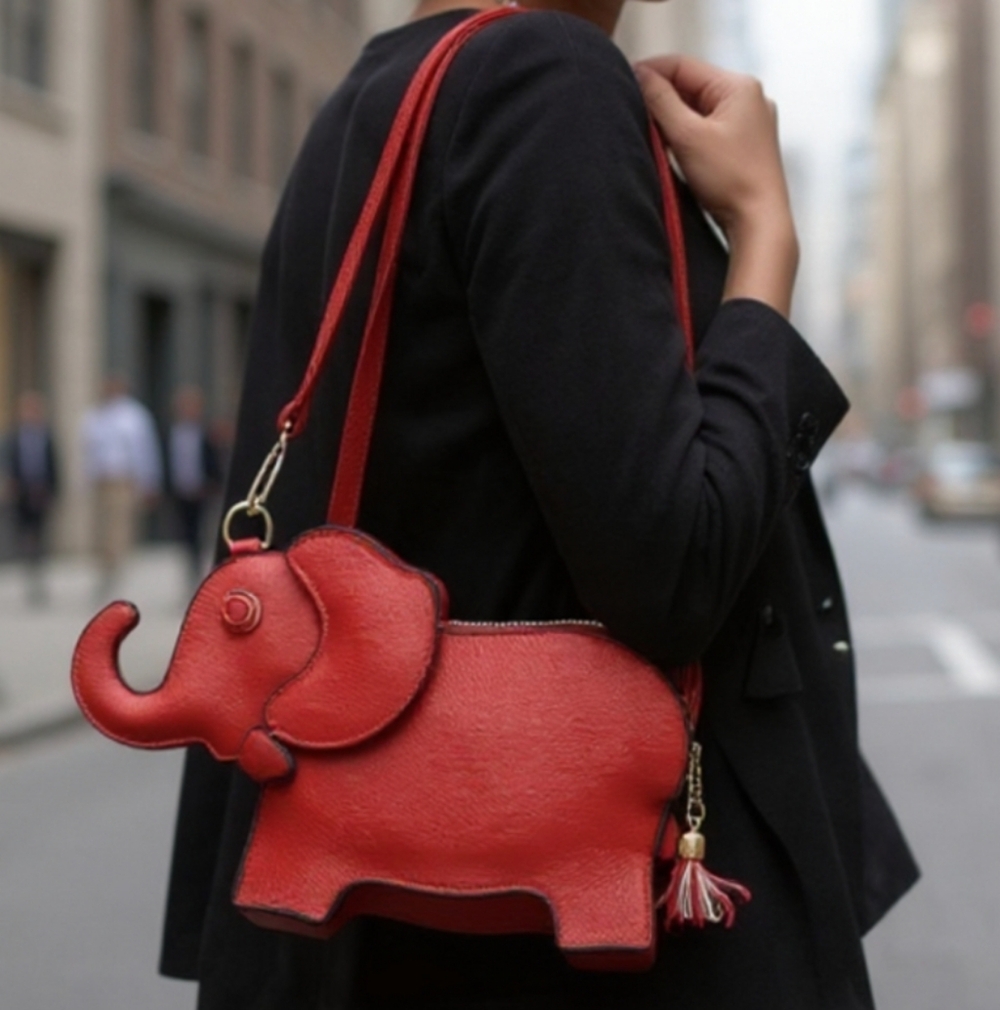 LIKE NEW Sugar Girls Couture Ellie Red Elephant-Shaped Crossbody Bag